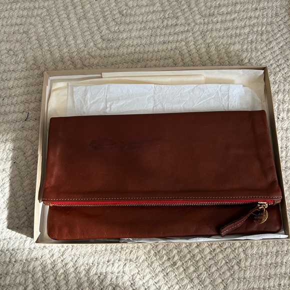 Clare Vivier leather foldover zipper clutch in dark brown - Picture 7 of 8